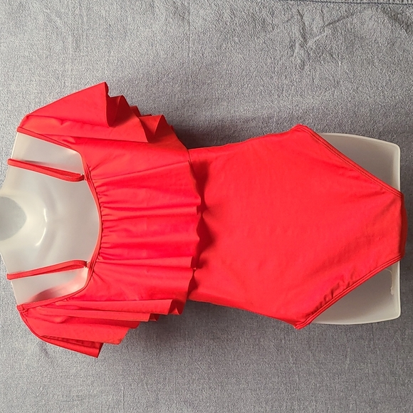 Holipick 1 pc. Red Off Shoulder Swimsuit With Lattice Side Opening NWT (… - Picture 4 of 14